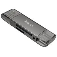 Memory Card Reader Hoco HB39 USB 3.0 and USB-C to SD 5Gbps with 2TB Max Capacity Metal Grey