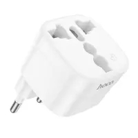 Hoco DC60 Universal Adapter (UK, 3C 3Plug, 3C 2Plug, US Plug) in European White