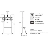 Wheeled TV Flor Stand Noozy Y810  for 50'' - 120' VESA from 30x60mm to900x600mm Maximum weight capacity 120kg
