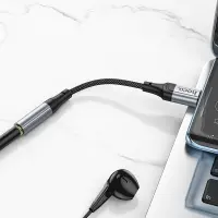 Audio Adaptor Hoco LS36 Fresh USB-C to 3.5mm Hi-Fi Braided 12cm Black