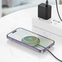 Charger Hoco CW52 Enjoy Magnetic Magsafe 15W with USB-C Cable 1m Black