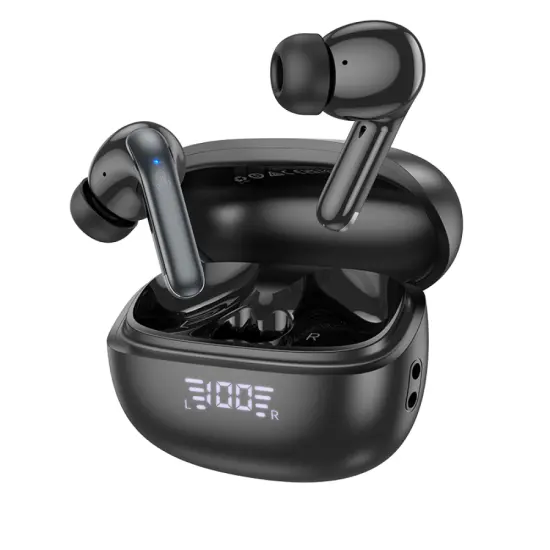 Wireless Headset Hoco EQ5 Energy 7h TWS V5.3 with ANC+ENC Noise Reduction Link for 2 Phones and LED Display Black
