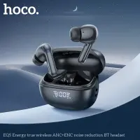 Wireless Headset Hoco EQ5 Energy 7h TWS V5.3 with ANC+ENC Noise Reduction Link for 2 Phones and LED Display Black