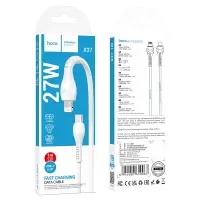 Data Cable Hoco X37 Cool Power USB-C PD27W  to Lightning with Bending Resistance Cable White 1m