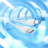Data Cable Hoco X37 Cool Power USB-C PD27W  to Lightning with Bending Resistance Cable White 1m
