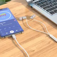 Hands Free Hoco M90 Delight Earphones Deep Bass Stereo USB-C Compatible with All USB-C Devices Silver 1.2m
