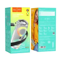 Wireless Speaker Hoco HC12 Sports V5.0 2x5W 1200mAh Microphone FM Micro SD USB AUX Ports LED Grey