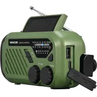 Radio Camping Iliako with USB-C Hand Crank and 2 LED Flashlights FM/AM Sencor SRD 1000SCL GR Green