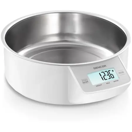 Digital Kitchen Scale 5Kg with Bowl 1lt Sencor SKS 4030WH LCD Display and Touch Buttons White