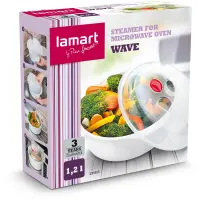 Plastic Food Container Suitable for Microwaves 1.2lt 22cm WAVE Lamart LT7015 White