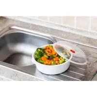Plastic Food Container Suitable for Microwaves 1.2lt 22cm WAVE Lamart LT7015 White