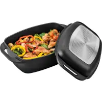 Cast Aluminum Grill Pot with Lid 9L+3L Lamart LT1105 Black
