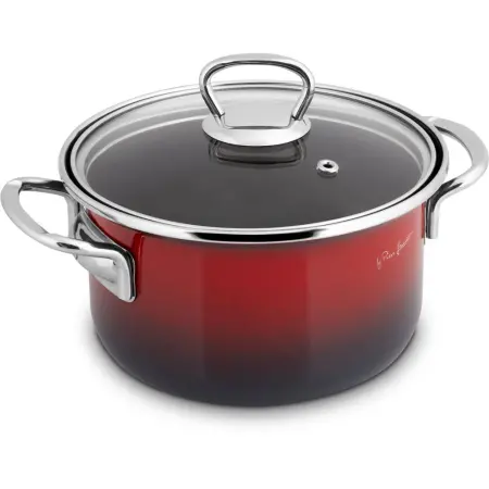 Enamel Pot 16x10cm 1.8lt Lamart EMAIL LT1180 Red/Black