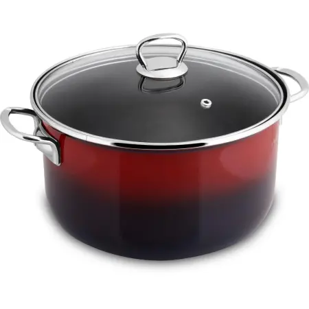 Enamel Pot 24x14cm 5.5lt Lamart EMAIL LT1184 Red/Black