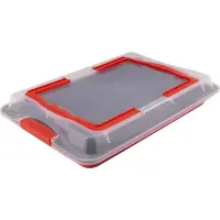 Rectangular Pan with Lid and Non-stick Coating 42.3×29.2×4cm Lamart LT3102 Black/Red