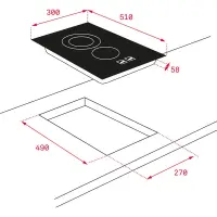 Built-in Domino TEKA Ceramic Hob 2 Zones High Light Touch Sensors 30cm TBC 32010 BK TTC Black