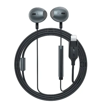 Hands Free Acefast L1 Earphones Stereo Lightning Apple Certified MFI 1.2m Black