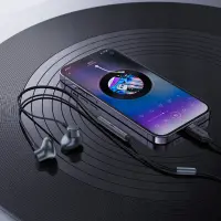 Hands Free Acefast L1 Earphones Stereo Lightning Apple Certified MFI 1.2m Black