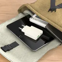 Travel Charger Hoco N45 Biscuit Ultra Thin Dual Port Charging USB-C PD30W and USB 18W QC3.0 Moonlight White
