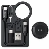 Hoco CW58 Wireless Charger Set for iWatch 1-9/SE Ultra with USB-C to USB and Lightning Adapters Includes 15cm USB-C Cable