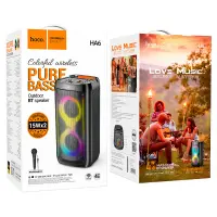 Portable Speaker Hoco HA6 Danny BT V5.3 2x15W 4500mAh 5h Playback with Micro SD USB RGB LED Lighting and Wireless Microphone