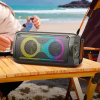 Portable Speaker Hoco HA6 Danny BT V5.3 2x15W 4500mAh 5h Playback with Micro SD USB RGB LED Lighting and Wireless Microphone
