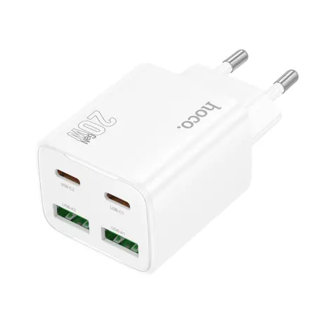 Travel Charger Hoco N55 Fundador Quad Port Charging 2x USB-C 20W + 2x USB-A 20W White