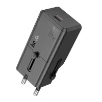 Hoco AC25 Mini Universal Converter Travel Charger US/EU/AU/ UK USB-C 30W Black