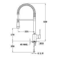 TEKA Stainless Steel Sink Faucet Professional Type, Rotating with Pull-Down Shower ARK 939 1/2"Maestro