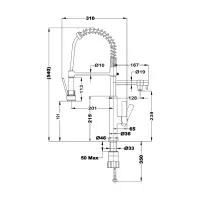 TEKA Stainless Steel Sink Faucet Professional Type with Extra Spout, Rotatable with Pull-Down Shower FOT 999 Maestro
