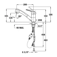 Inox TEKA Sink Faucet Low, Swivel with Pull-Out Shower 2 Functions MTP 978 1/2”Maestro Topasbeige