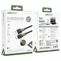 Data Cable Acefast C10-04 Metallic USB to USB-C 3.0A Fast Charging Braided Black 1,2m