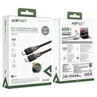 Data Cable Acefast C10-03  Metallic USB-C to USB-C 60W 20V/3A Braided Black 1.2m
