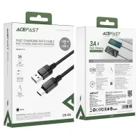 Data Cable Acefast C9-04 Metalic USB to USB-C 3.0A Fast Charge Braided Black1,2m
