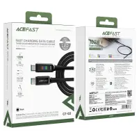 Data Cable Acefast C7-03  Metallic USB-C  to USB-C 100W 20V/5A  with Charging Display Braided Black 1.2m