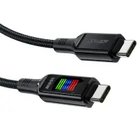 Data Cable Acefast C7-03  Metallic USB-C  to USB-C 100W 20V/5A  with Charging Display Braided Black 1.2m