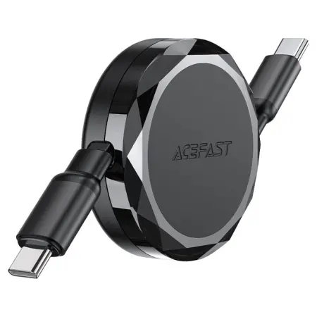  Charging Data Cable Acefast C3-03 USB-C to USB-C Retractable 3A 60W Black 0.8m