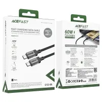 Data Cable Acefast C12-03  USB-C to USB-C 60W 20V/3A Braided Black 1.2m
