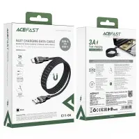 Data Cable Acefast C11-04 Metallic USB-A  to USB-C 3A Magnetic Braid Black 1.2m