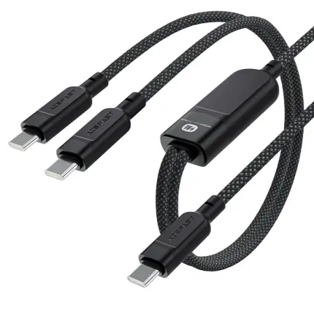 Data Cable Acefast C5-11 Metallic USB-C to 2xUSB-C 100W 20V/5A Braided Black 1.2m