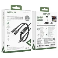 Data Cable Acefast C5-11 Metallic USB-C to 2xUSB-C 100W 20V/5A Braided Black 1.2m