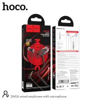Hands Free Hoco DM26 Earphones Stereo 3.5mm Elbow Design with Embossed Cable 1.2m Black