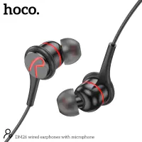 Hands Free Hoco DM26 Earphones Stereo 3.5mm Elbow Design with Embossed Cable 1.2m Black