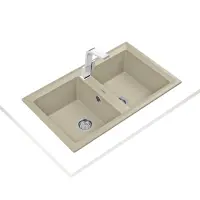 Liquid Granite Sink TEKA Double Bowl  for Built-in Installation 86x51cm NOVA 90 MAESTRO Topaz Beige