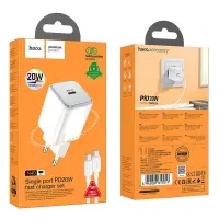 Travel Charger Hoco N40 Mighty USB-C 20W + Cable USB-C to USB-C 1m White