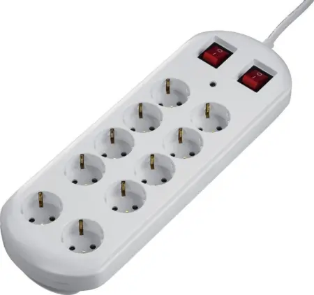 Power Strip Hama with 10 Suko Sockets and Individual On/Off Switches 2m Cable IP20 White 3680W