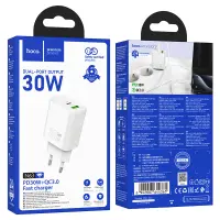 Travel Charger Hoco N63 Gentle Dual Port 30W USB-C and USB-A 5V 3.0A White