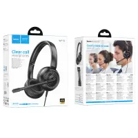 Stereo Headphones Hoco W112 Pure 3.5mm with Microphone 1.8m Black