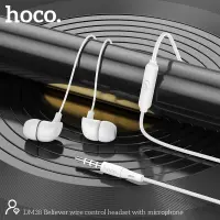 Hands Free Hoco DM38 Believer Earphones Stereo 3.5mm with Microphone 1.2m White
