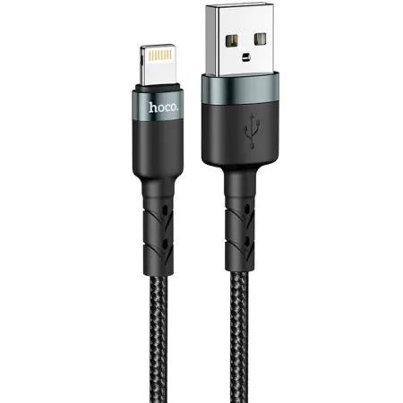 Data Cable Hoco DU46 USB-A  to Lightning for Fast Charging and Data Transfer Black 1m